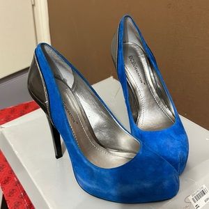 Blue suede heels